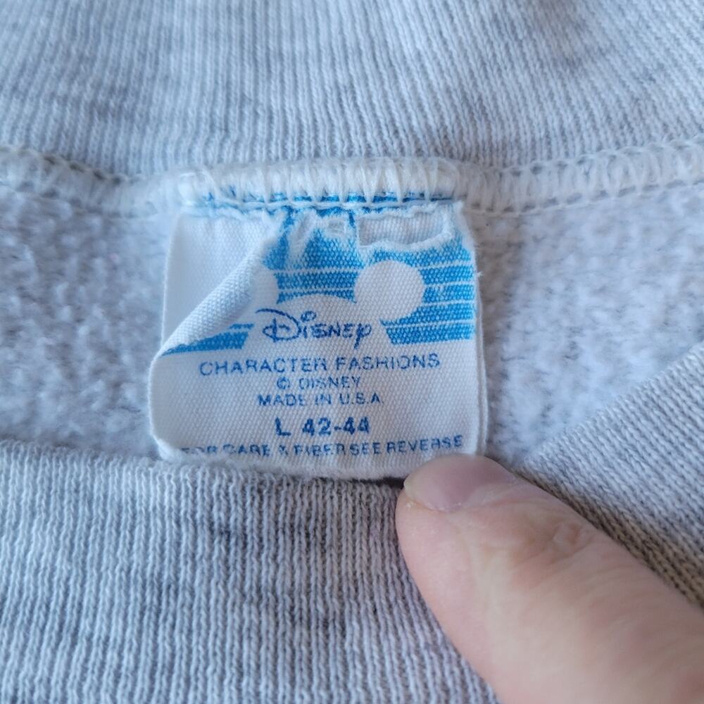 Vintage Walt Disney Unisex Mickey Mouse Gray Pullover Sweatshirt Size Large - Picture 4 of 5